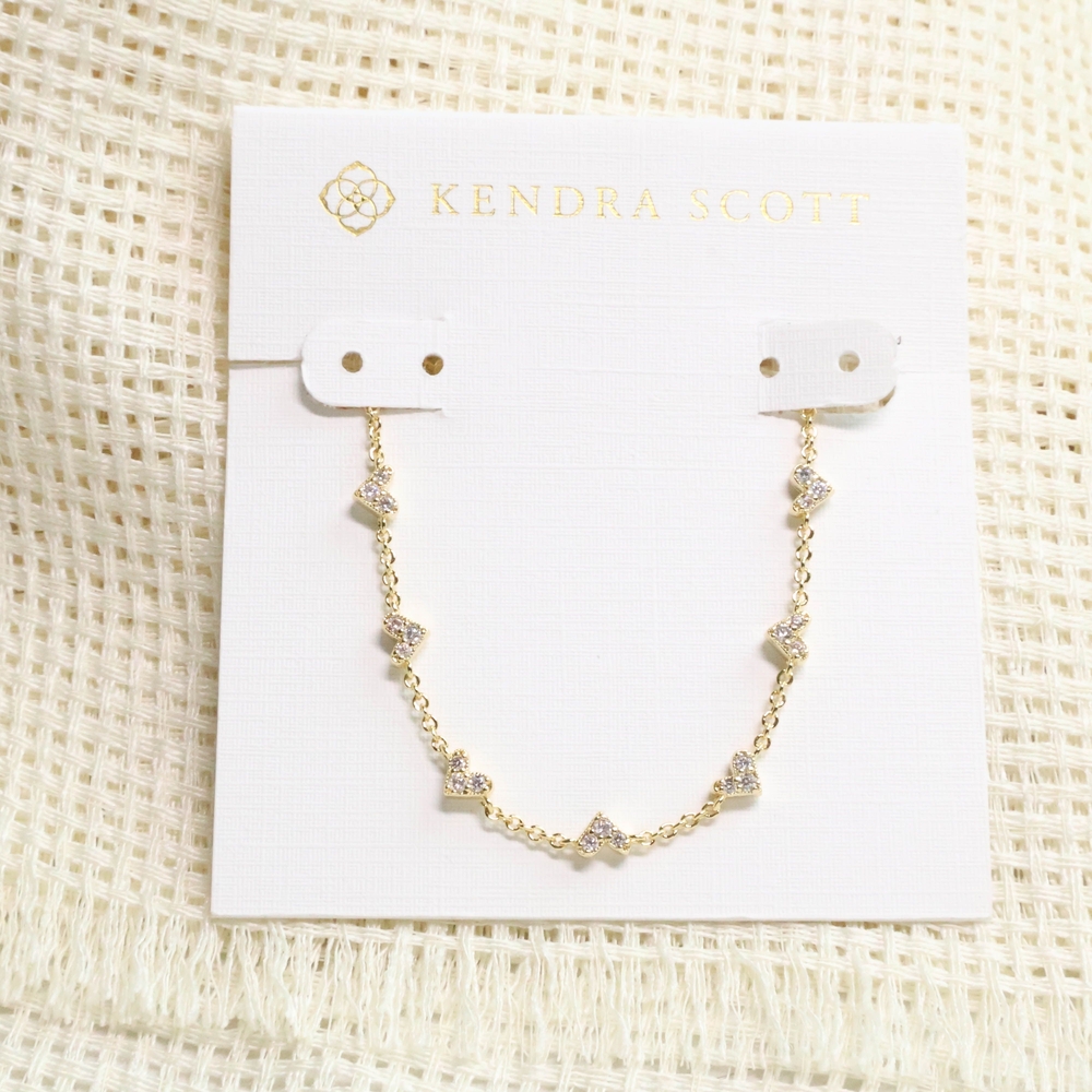Kendra Scott - Haven Heart Gold White Crystal Chain Bracelet